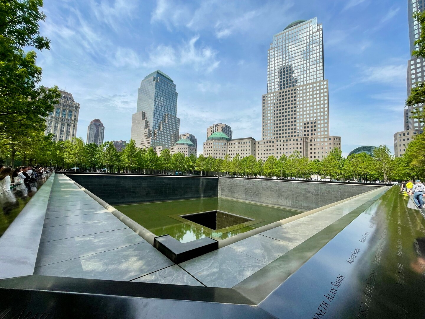 The National September 11 Memorial reflecting pools at the World Trade Center site, New York City