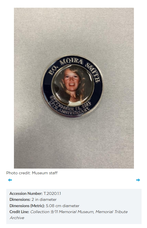 Commemorative coin honoring P.O. Moira Smith — September 11, 2001 — 20th Anniversary — Collection of the 9/11 Memorial Museum