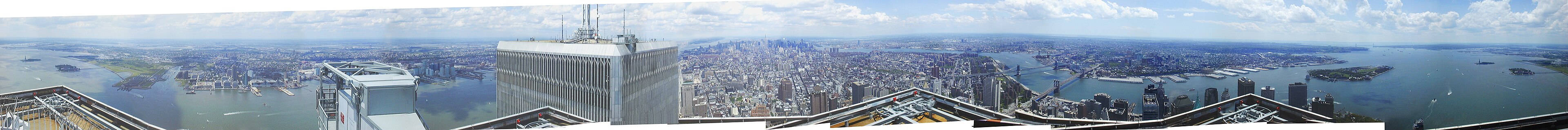 360-degree panoramic view of New York City from the Top of the World observation deck atop the World Trade Center, August 2001